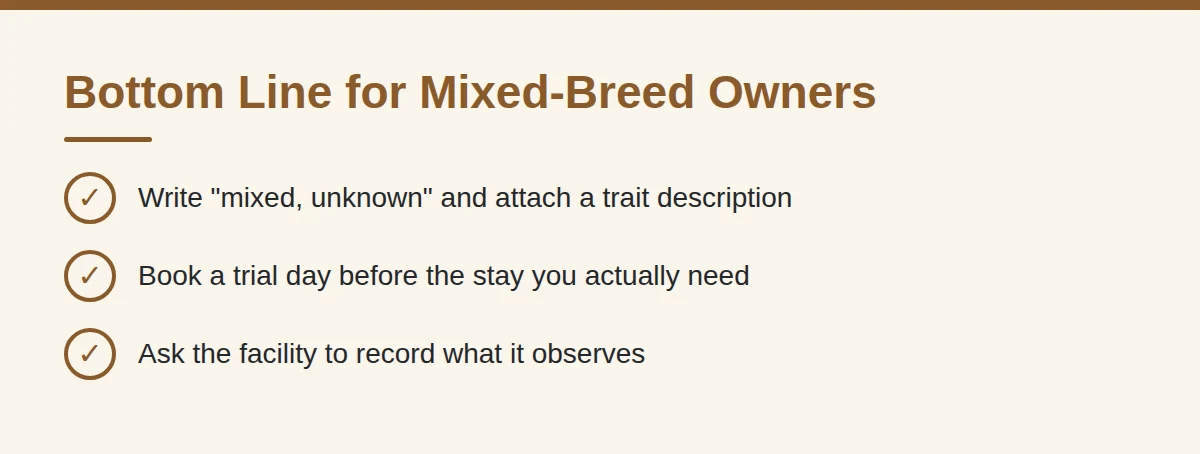 Summary card: Bottom Line for Mixed-Breed Owners