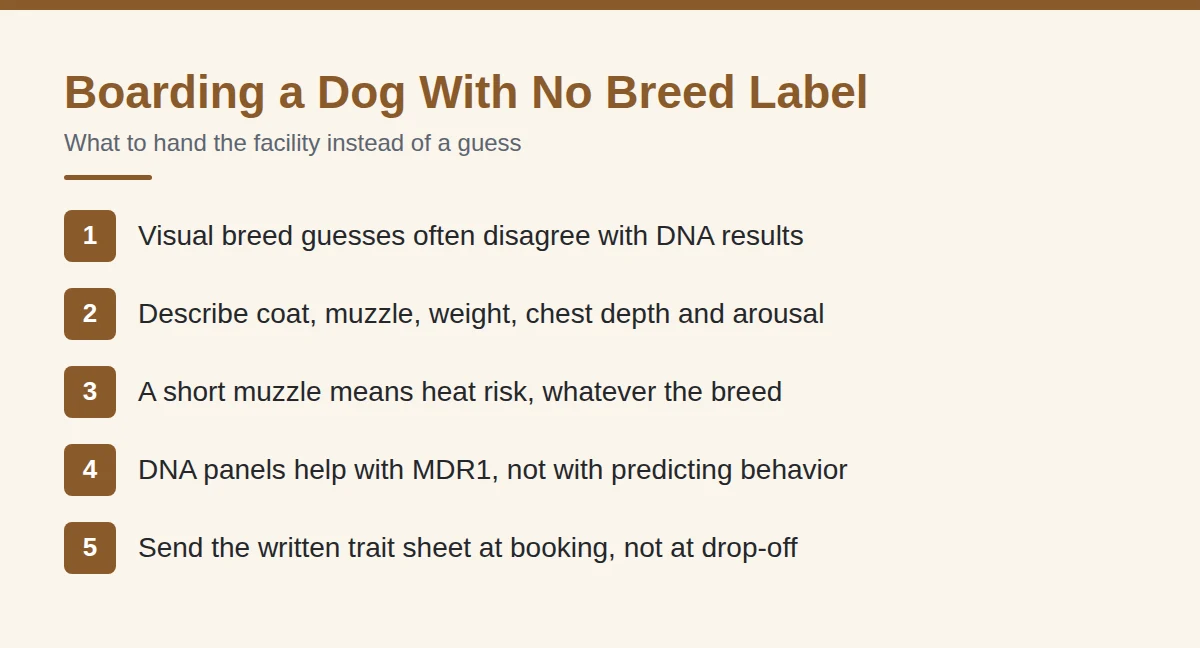 Summary card: Boarding a Dog With No Breed Label
