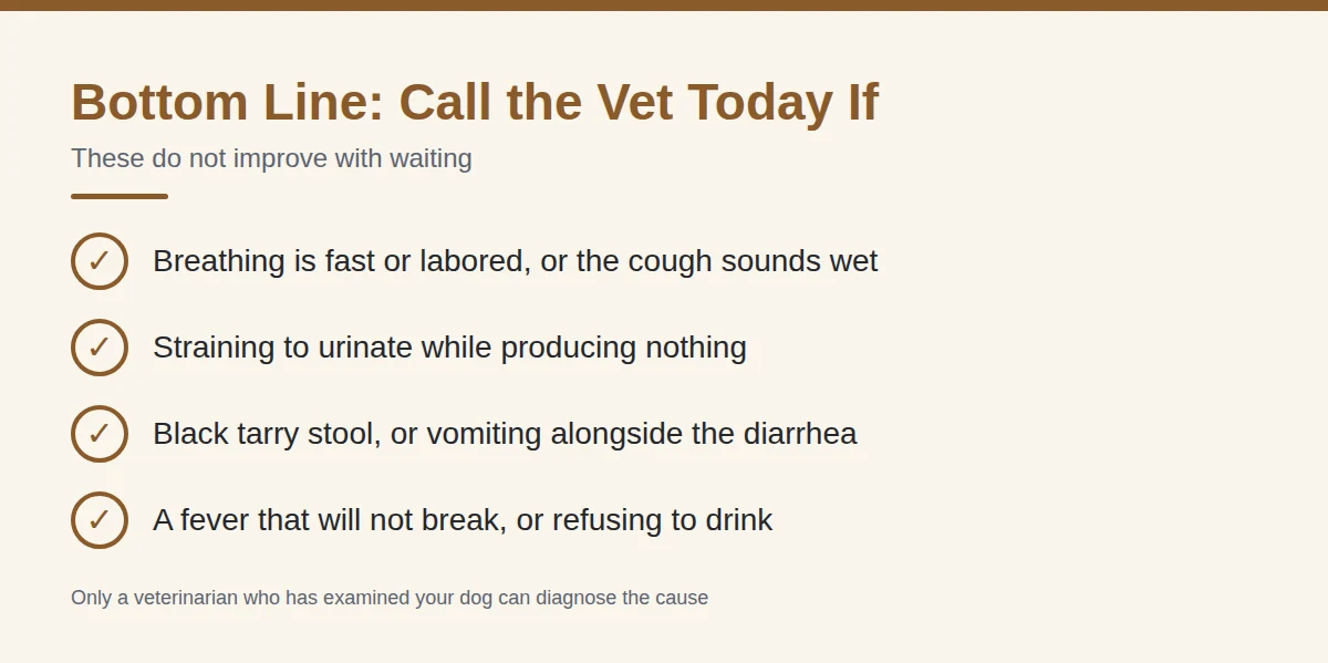Summary card: Bottom Line: Call the Vet Today If